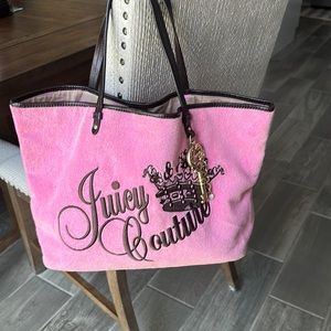 Juicy Couture Velour Vintage Tote BUBBLE GUM PINK